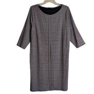 J Jill Wearever Shift Dress Black White Geometric Print 3/4 Sleeves Stretchy